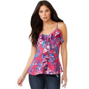 🦄 Sofia Jeans by Sofia Vergara Bright Pink Multi Floral Cascade Cami Top Large